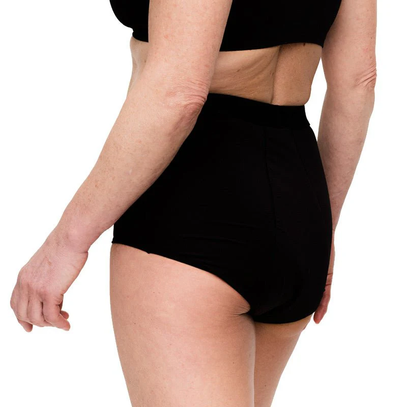 Højtaljet inkontinens trusse i mikrofiber - Sort - Image 3