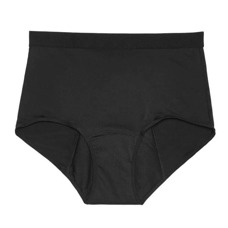 Højtaljet inkontinens trusse i mikrofiber - Sort - Image 5