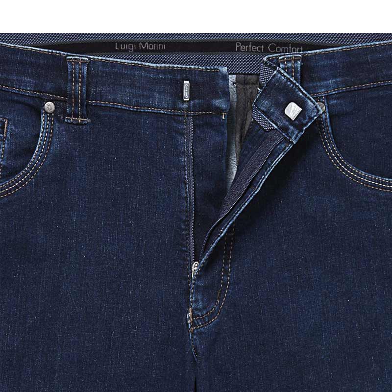 Jeans med elastik og stræk - Mørkeblå - Image 5