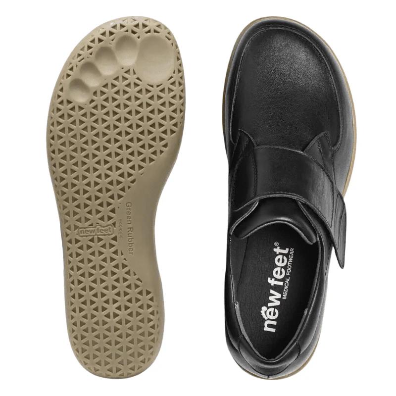 New Feet damesko med velcro - Sort læder - Image 3
