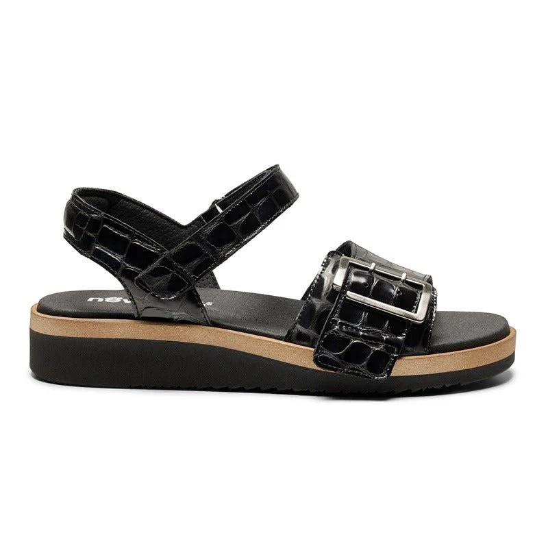 New Feet damesandal - Sort kroko