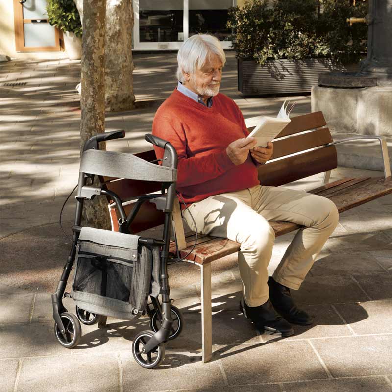 W4 rollator / indkøbsvogn - Bordeaux - Image 6